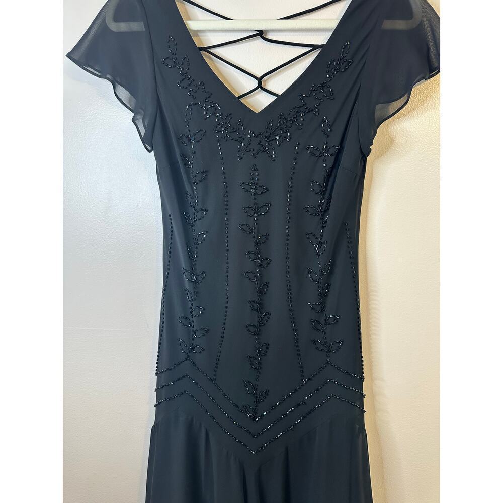 Vintage Y2K Womens Whimsigoth Dark Fairy Black Beaded Handkerchief Hem Midi 6 - Picture 4 of 9